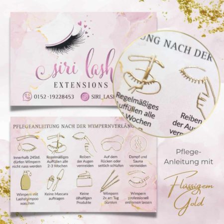 Care instructions for eyelash extensions / microblading / extensions - gold / silver