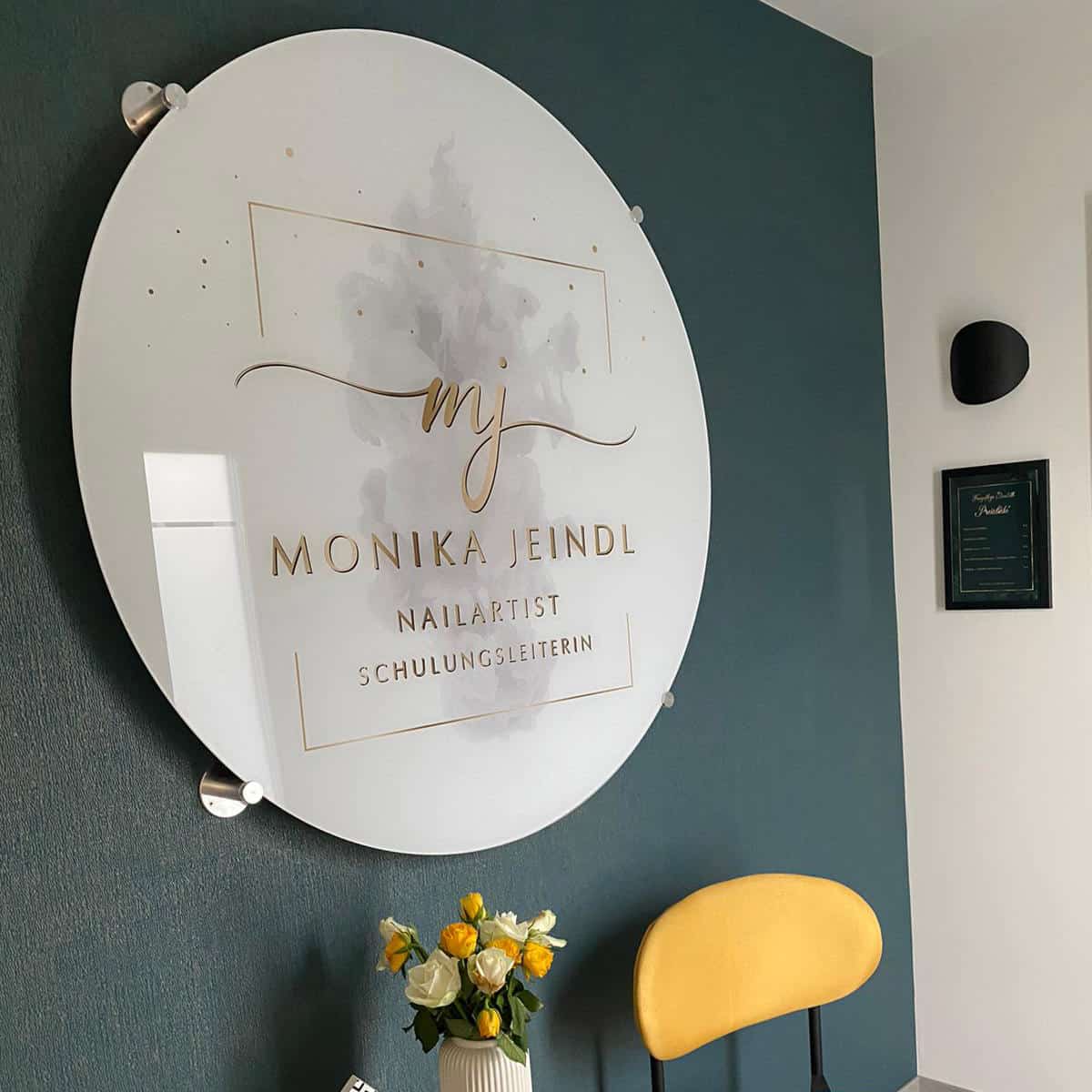 Glamorous acrylic sign / wall sign / wall logo up to 1.50m round - Image 3