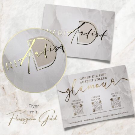 Exclusive flyer with liquid gold or liquid silver / lacquer finish