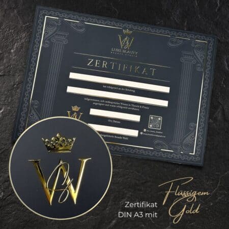 Exclusive certificate / training certificate with liquid gold or silver lacquer