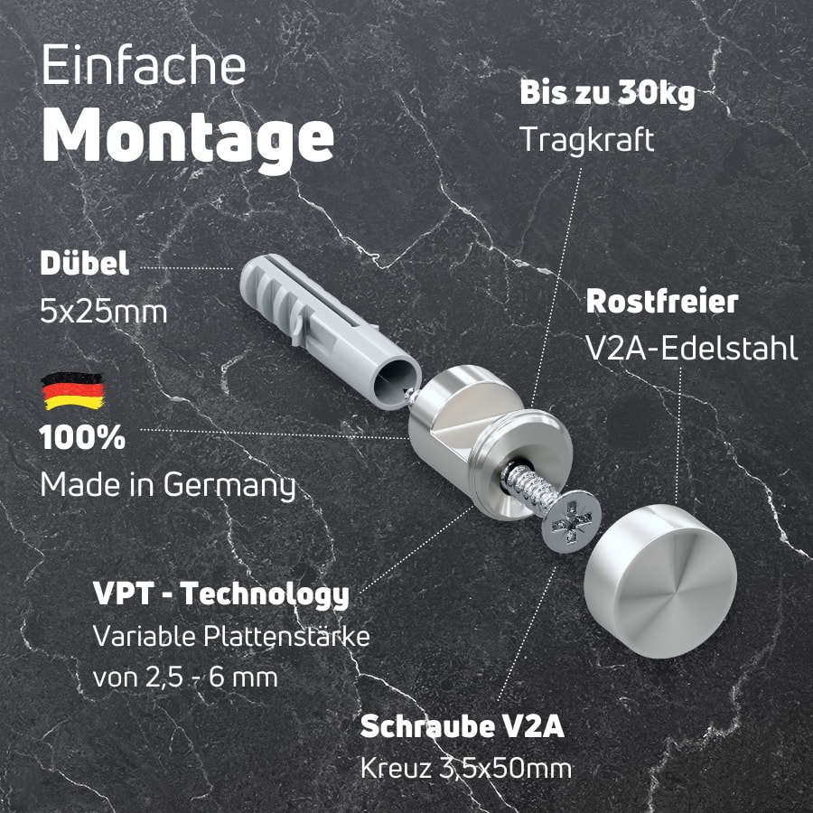 Clamp fastening / sign holder made of V2A stainless steel - set of 4 - Image 3