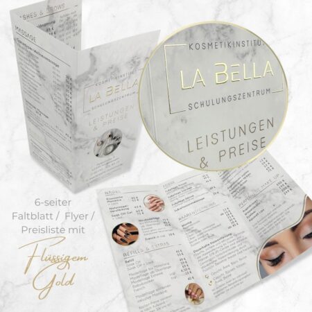 Exclusive 6-page flyer / leaflet with liquid gold or silver