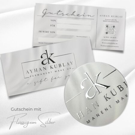 Exclusive voucher / gift voucher enhanced with liquid gold or liquid silver